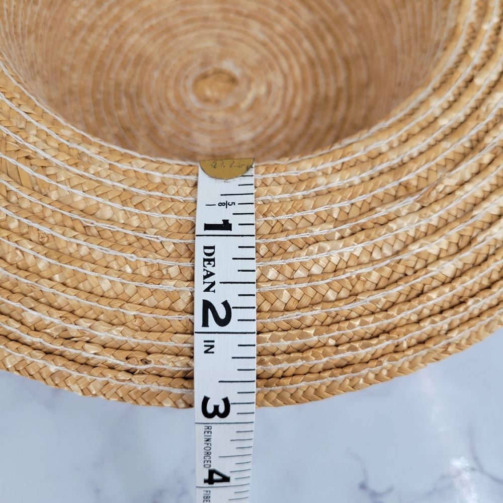 Vintage Straw Sun Hat with Blue Ribbon Bow Embroidered Flowers Cottagecore - Picture 8 of 8